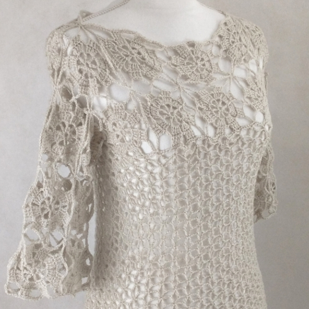 🥂 SOLD   Handmade, Tunic, Knit, Crochet - Picture 2 of 2